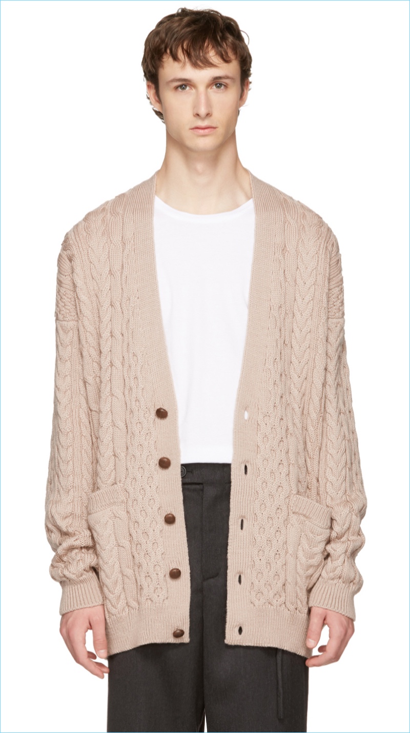 Maison Margiela Beige Replica Oversized 'Irish Fisherman' Cardigan