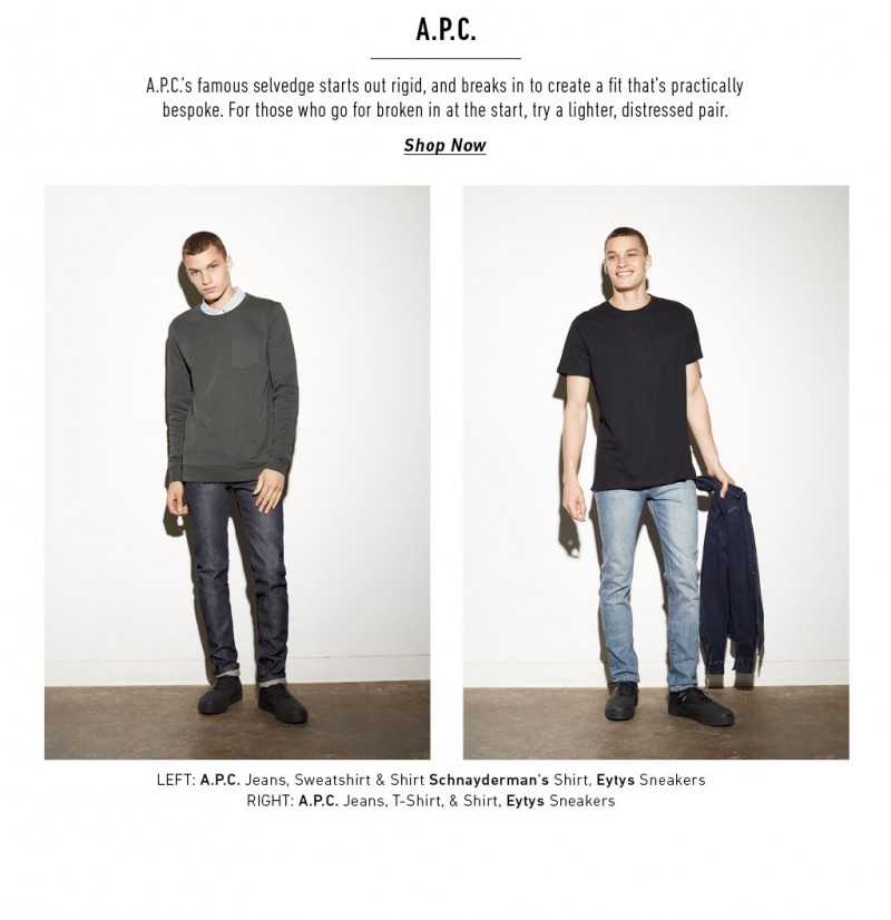 Louis Mayhew wears denim A.P.C.