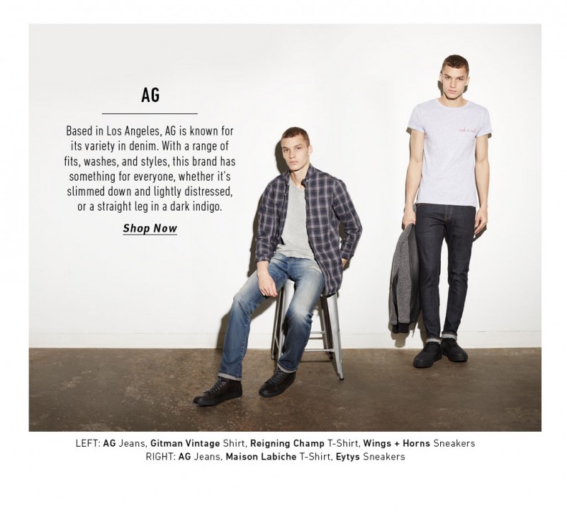 Louis Mayhew wears denim AG.