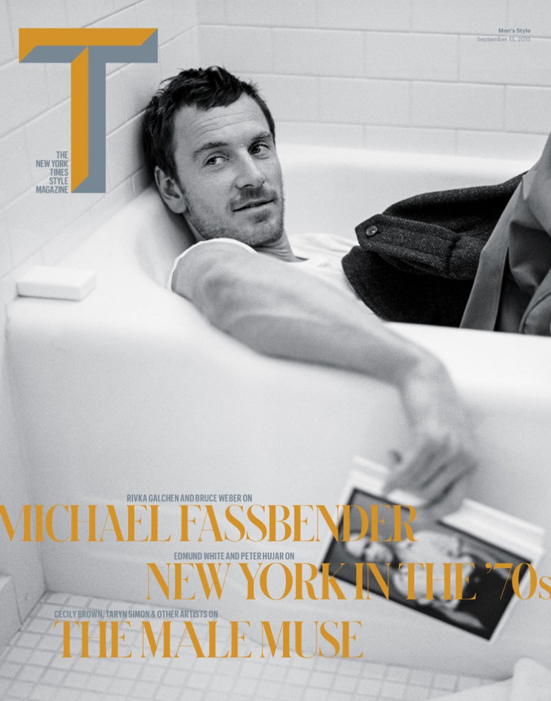 Michael Fassbender covers the fall 2015 men's fashion edition of T magazine from the New York Times.