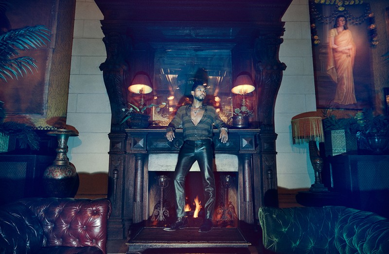 Miguel pictured in a pair of leather pants for Billboard.