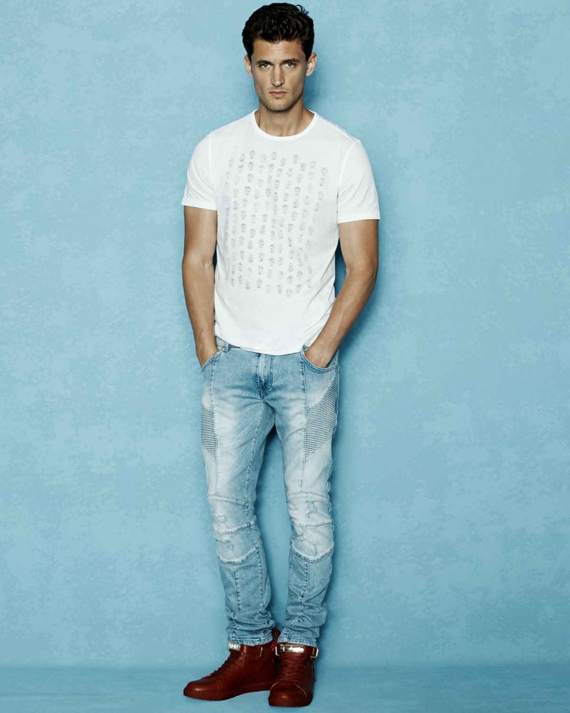 Garrett Neff wears Pierre Balmain denim.