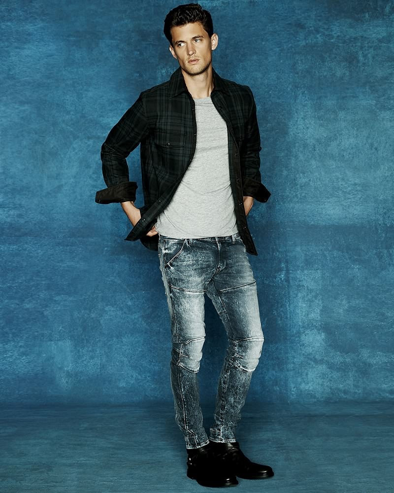 Garrett Neff wears G-Star denim.