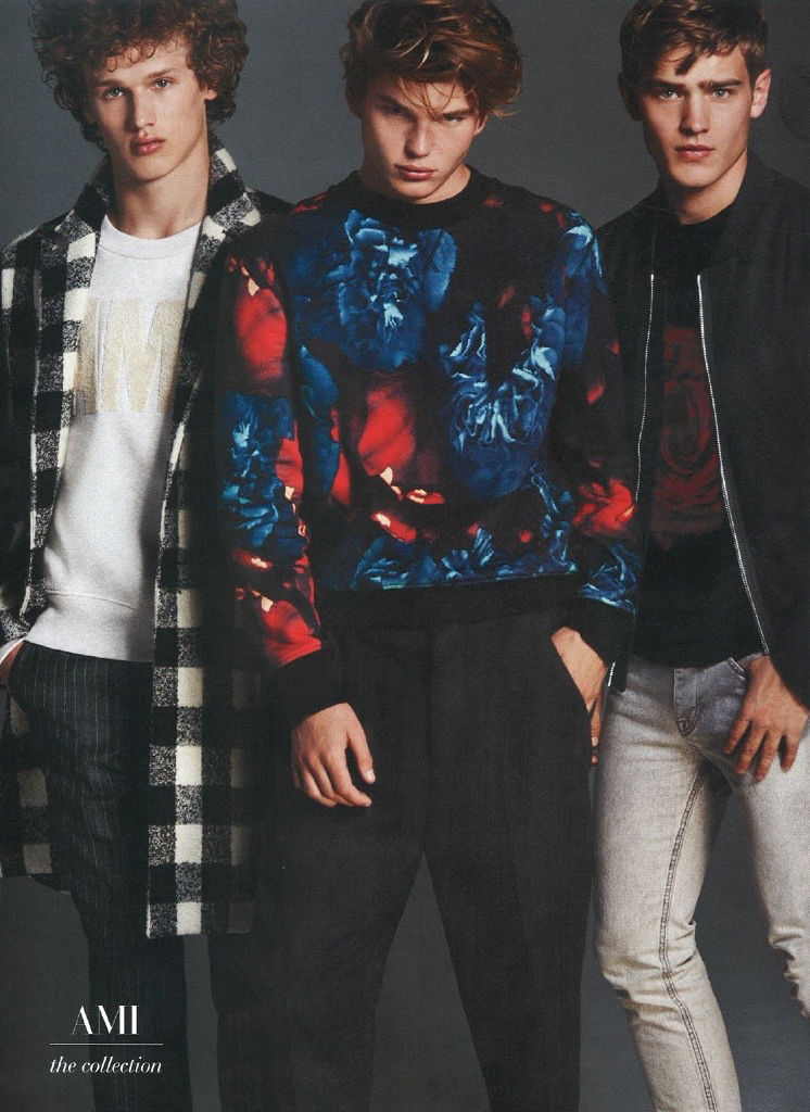 Bram Valbracht, Jordan Barrett and Bo Develius wear Ami.