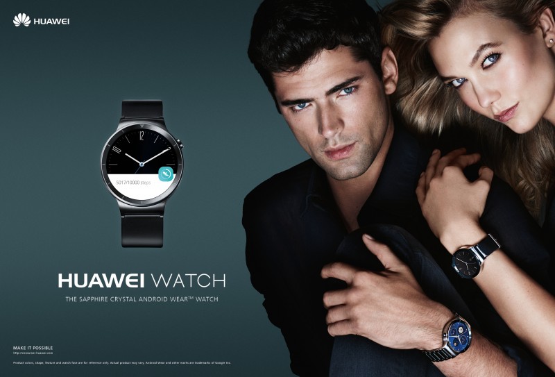 Models Sean O'Pry and Karlie Kloss for Huawei Watch 2015 Campaign