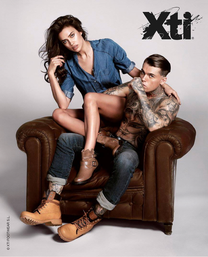 Stephen James joins Irina Shayk for XTI's fall-winter 2015 campaign.