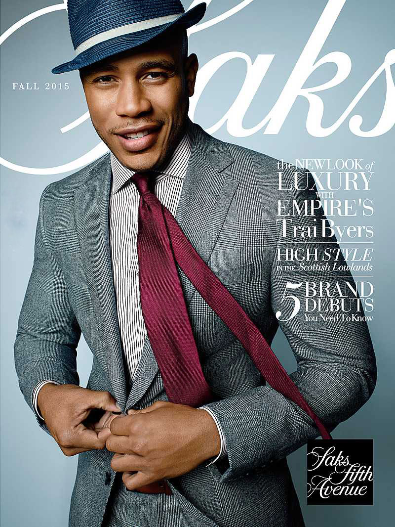 Trai Byers covers Saks Fifth Avenue's fall 2015 men's catalogue