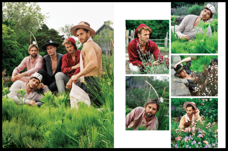 RJ Rogenski, Tyson Ballou, Brad Kroenig, Jake Davies and Andres Velencoso Segura pose for pictures in the garden.