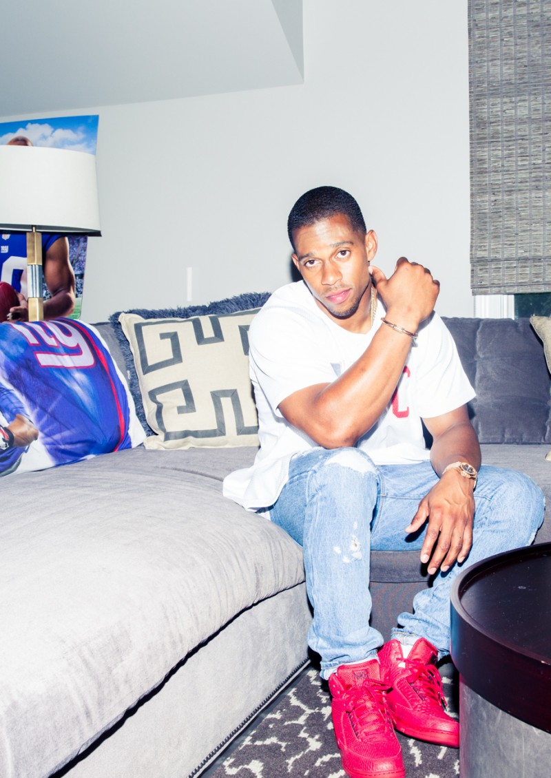 Victor Cruz goes casual for a picture at home.