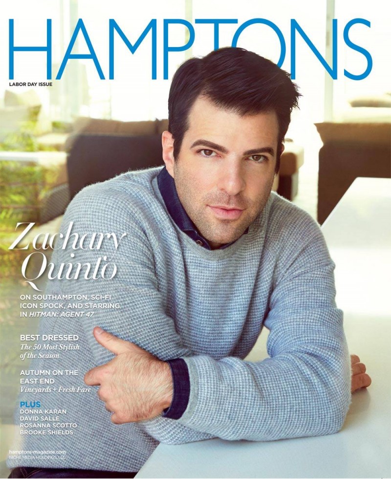 Zachary Quinto covers Hamptons magazine.