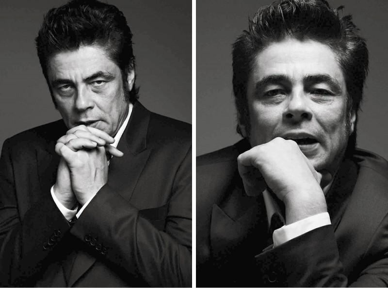 Benicio Del Toro poses for black & white images for Port magazine