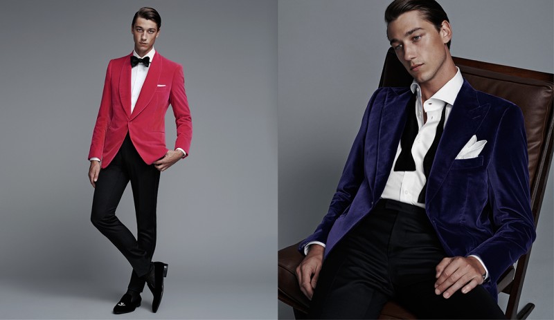 Model Harvey James dons fine suits and more from Cifonelli for a Barneys New York lookbook photographed by Steven Pan.