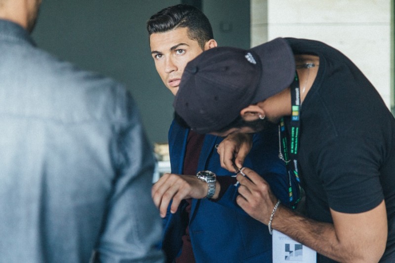 Cristiano Ronaldo is styled for the campaign shoot.