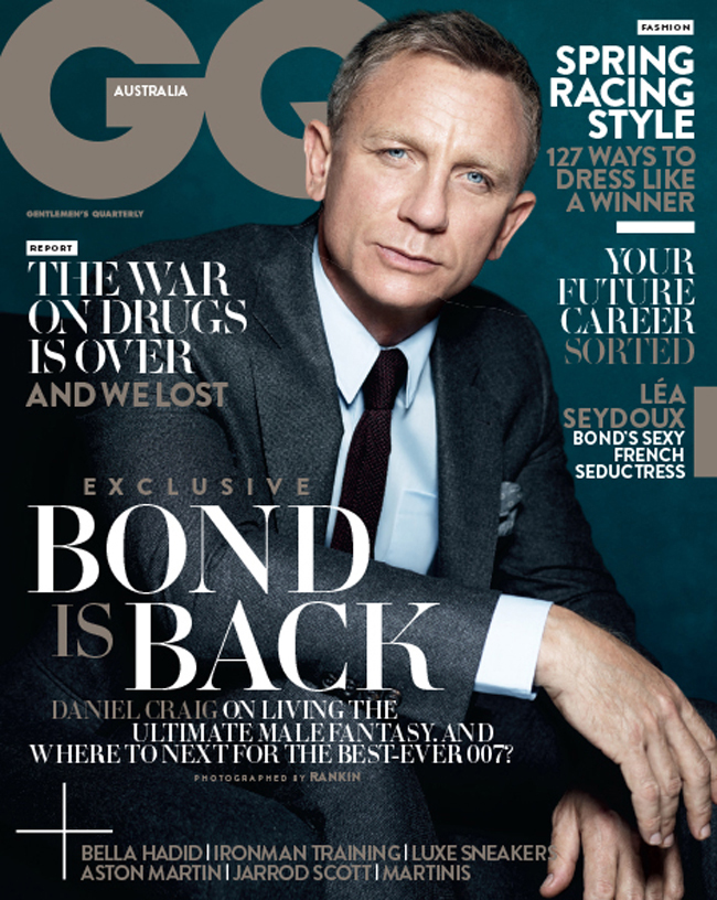 Photographed by Rankin, Daniel Craig covers the November 2015 issue of GQ Australia.