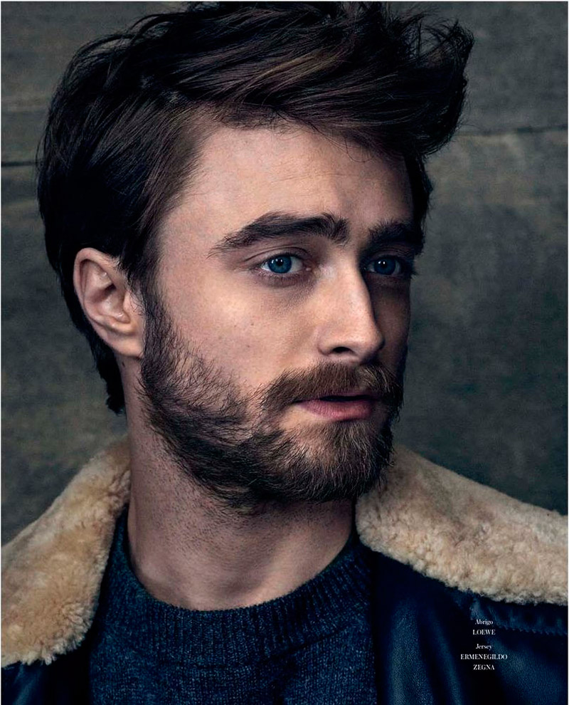 Daniel Radcliffe sports a shearling jacket.