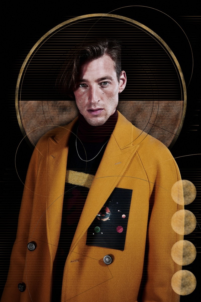 Joel wears coat Canali, sweater Scotch & Soda and turtleneck Gucci.