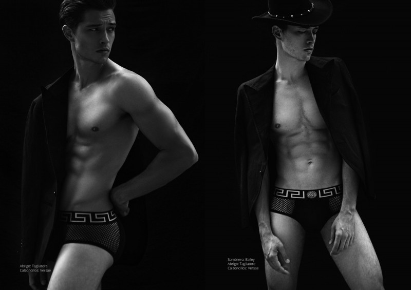 Francisco Lachowski goes shirtless posing in Versace underwear.