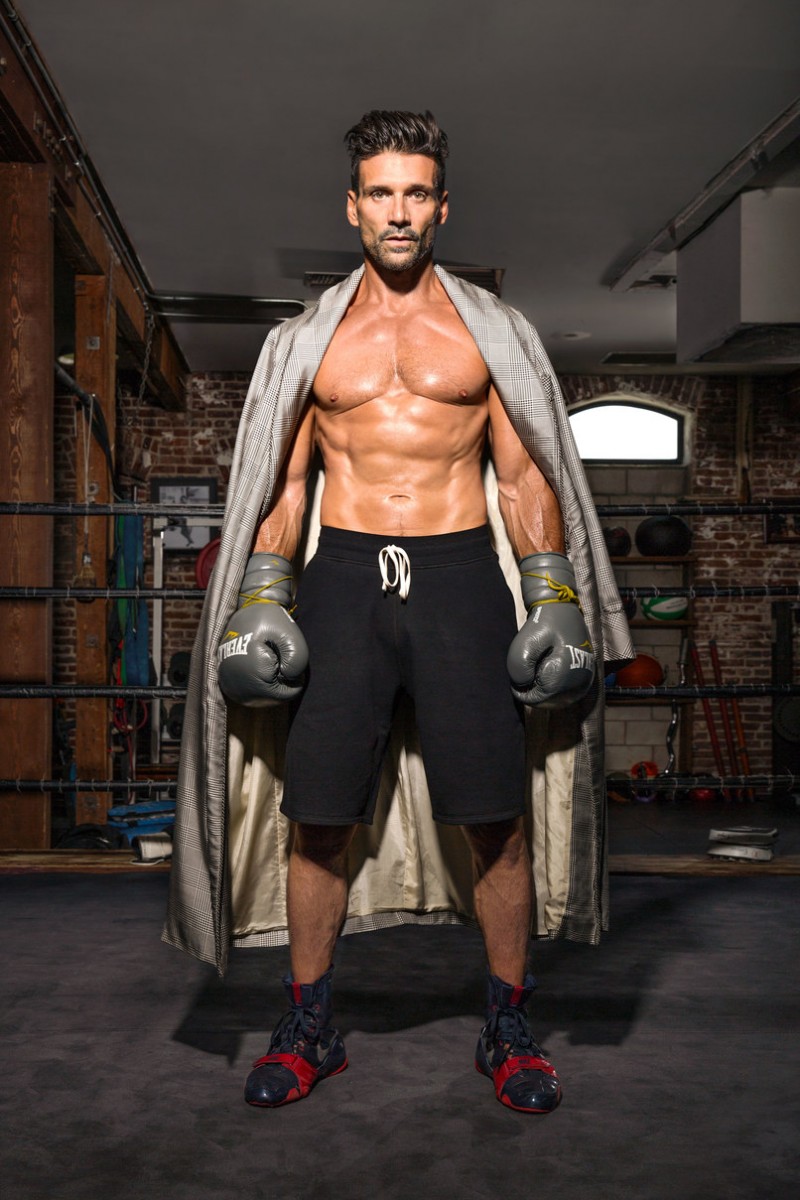 Going shirtless, Frank Grillo shows off his impressive work in the gym for Kingdom.