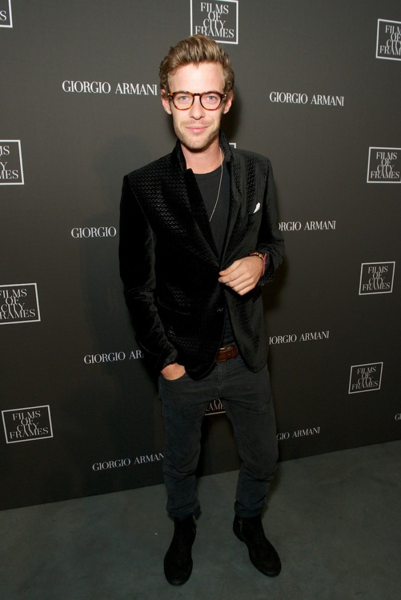 Harry Treadaway photographed at Giorgio Armani's Films of City Frames premiere.