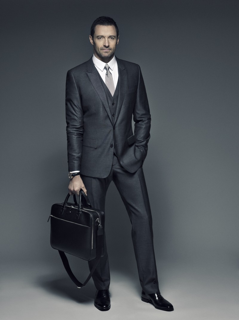 Hugh Jackman suits up as he hits the studio for new Montblanc images.