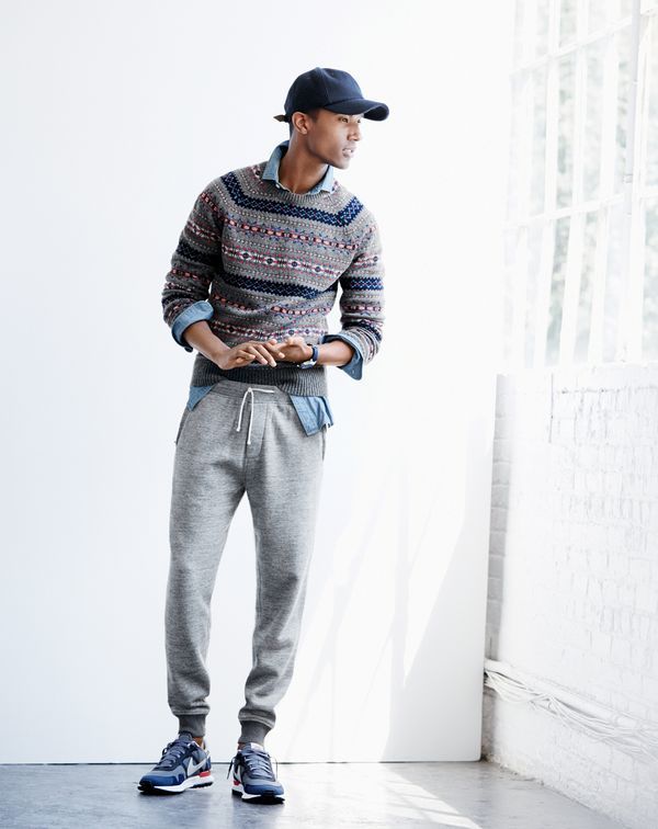 Claudio Monteiro sports a J.Crew lambswool fair isle sweater.