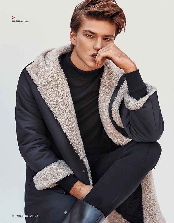 Jordan Barrett Tests Different Hairstyles for Harper’s Bazaar China