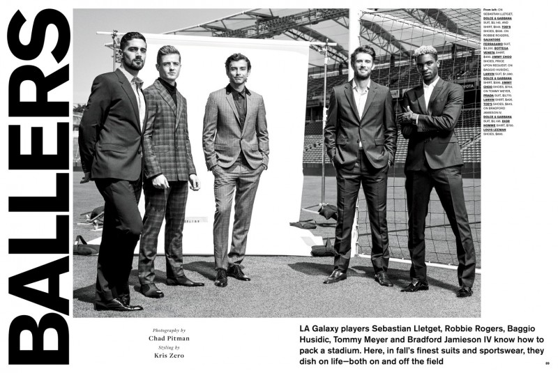 Chad Pitman photographs LA Galaxy players in a C For Men photo shoot.