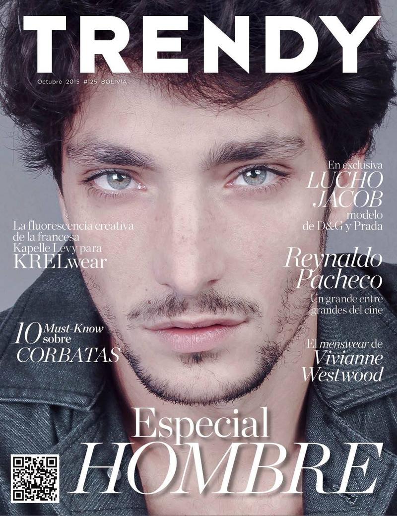 Lucho Jacob is ready for his close-up as he covers the October 2015 issue of Trendy magazine. The Argentinean model dons a sharp coat for the cover image.