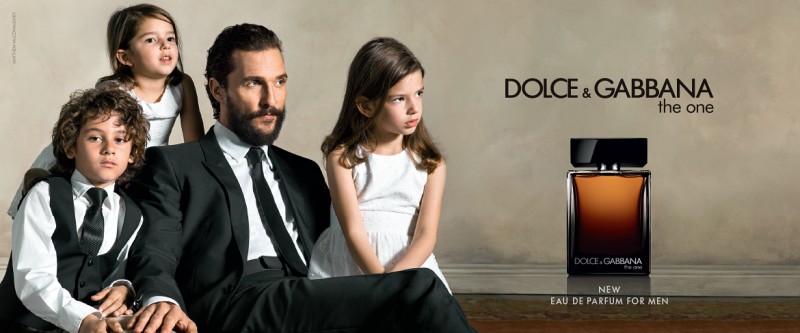 Matthew McConaughey poses with his kids for Dolce & Gabbana's The One fragrance campaign.