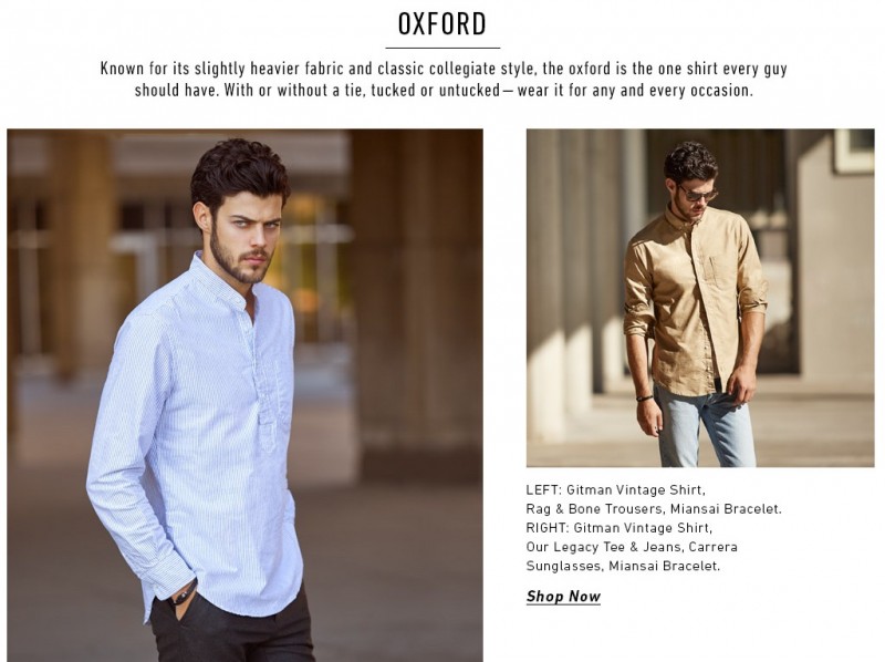 Felix Bujo wears oxford shirts.