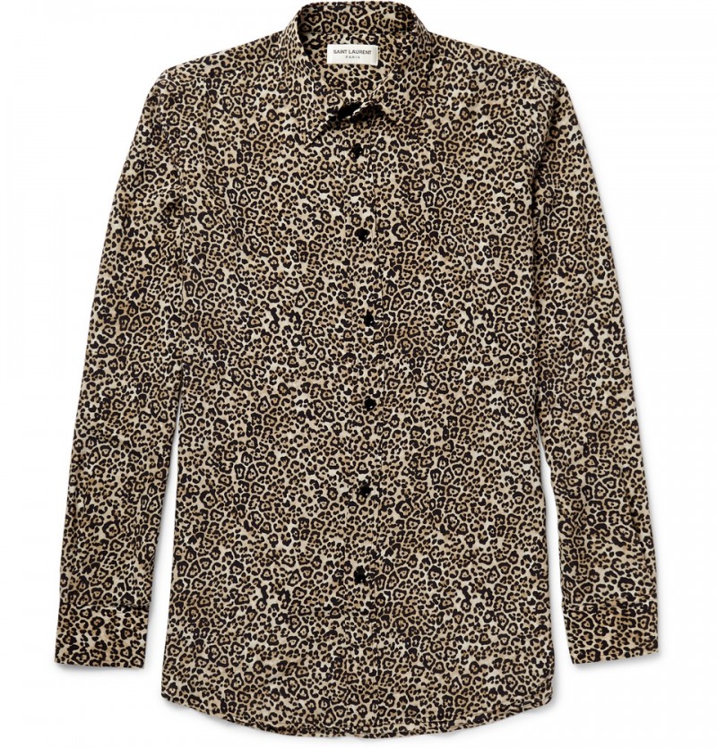 Saint Laurent Leopard Print Silk Shirt