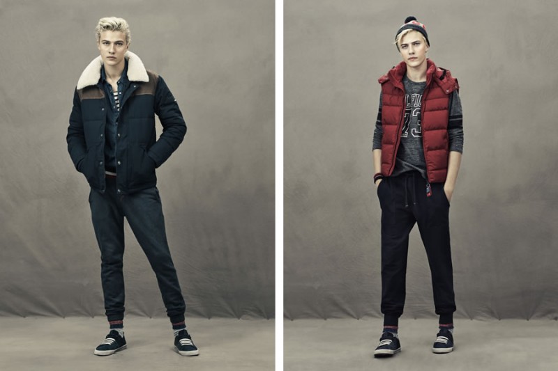 Lucky Blue Smith pairs his joggers with quilted outerwear for the season.