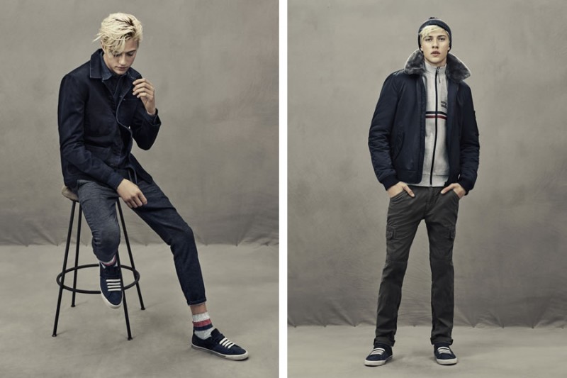 Lucky Blue Smith is front and center in leisurewear with a fitted silhouette.