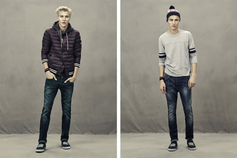 Lucky Blue Smith rocks distressed denim jeans with skate shoes.