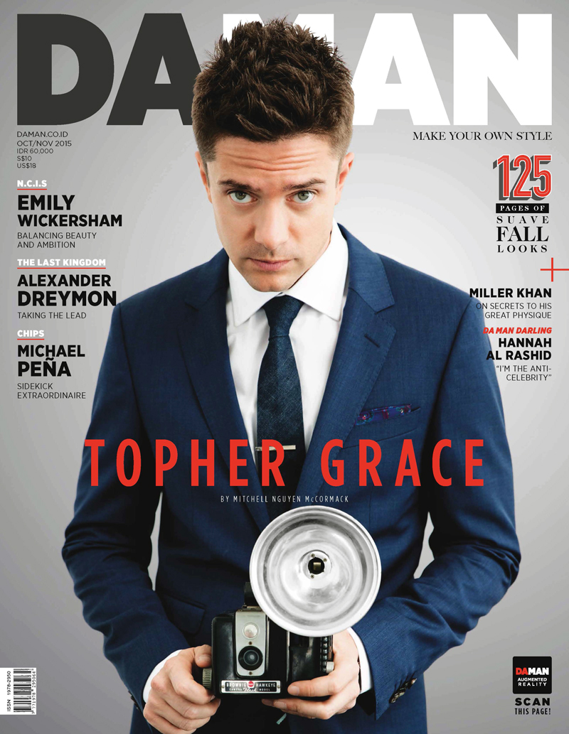 The cover star of Da Man's October/November 2015 issue, Topher Grace connects with the magazine to talk about new projects such as Truth. Discussing the film, Grace shares its backstory, "Right before [former US President George W.] Bush’s re-election in 2004, Dan Rather and his producer, Mary Mapes, aired a controversial report on 60 Minutes IIabout how Bush had relied on preferential treatment in the National Guard to avoid fighting in Vietnam. Truth is about the research of and eventual fallout from that story. Robert Redford plays Rather and Cate Blanchett plays Mapes. Read more on DaMan.co.id. / Photos by Mitchell Nguyen McCormack. Styling by Alexa Rangroummith Green.
