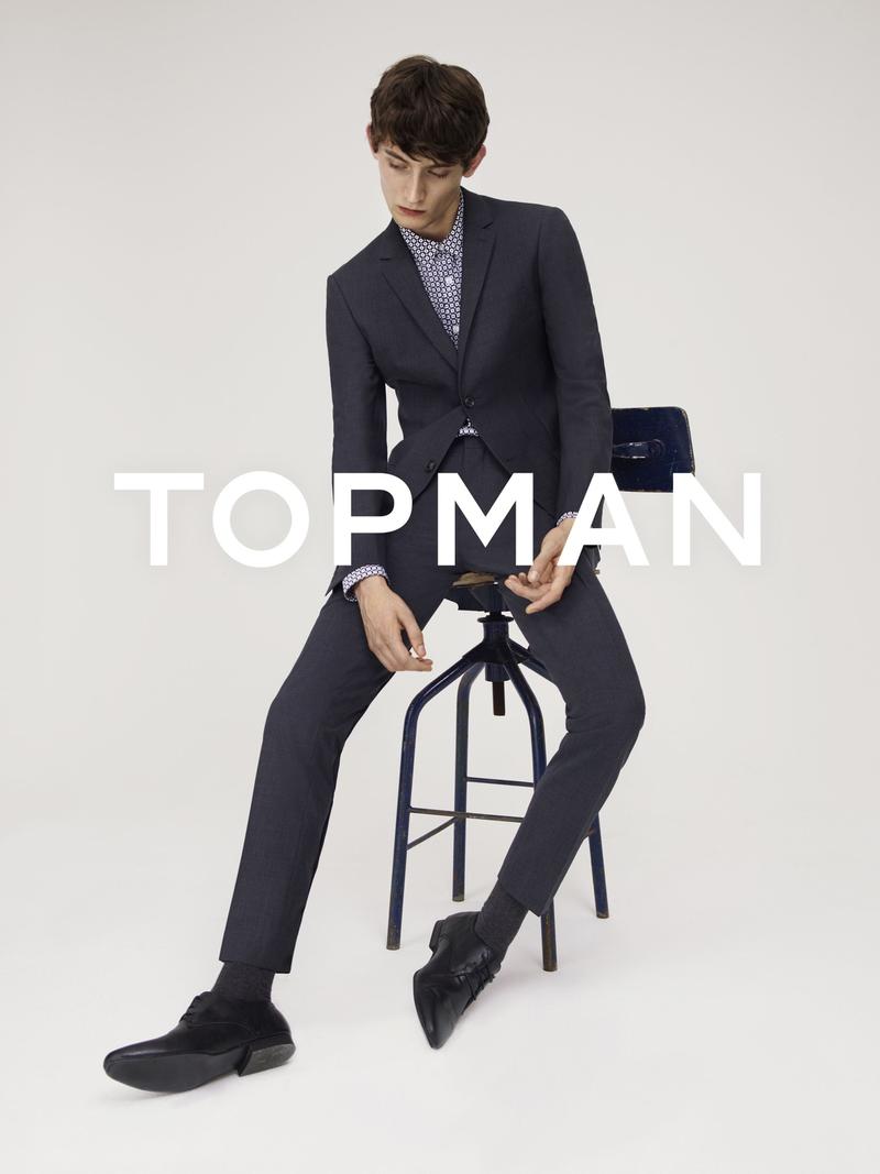 Topman Fall Winter 2015 Campaign 001 Model Rory Cooper cuts a sharp figure as the star of Topman's fall-winter 2015 campaign. The British model dons suiting for the advertisement, which was photographed by Thomas Cooksey with styling by Luke Day.