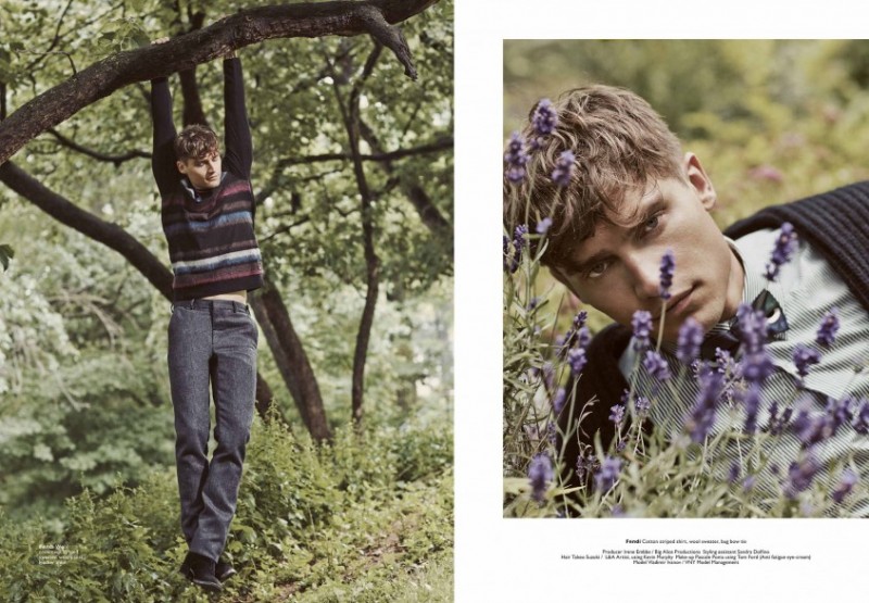 Vladimir Ivanov ventures outdoors in Fendi for Men's Folio.