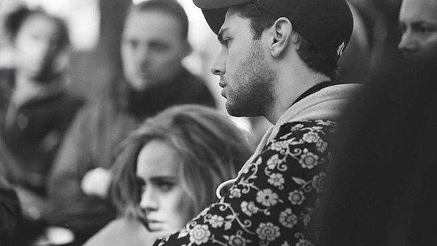 Xavier Dolan and Adele behind the scenes of her Hello music video. / Photo Credit: MyToba.com.