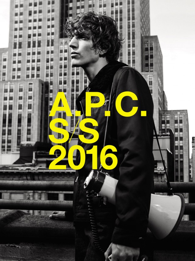 French fashion brand A.P.C. taps model Xavier Buestel as the face of its spring-summer 2016 collection. The outing was once again photographed by Collier Schorr, who worked with stylist Suzanne Koller.