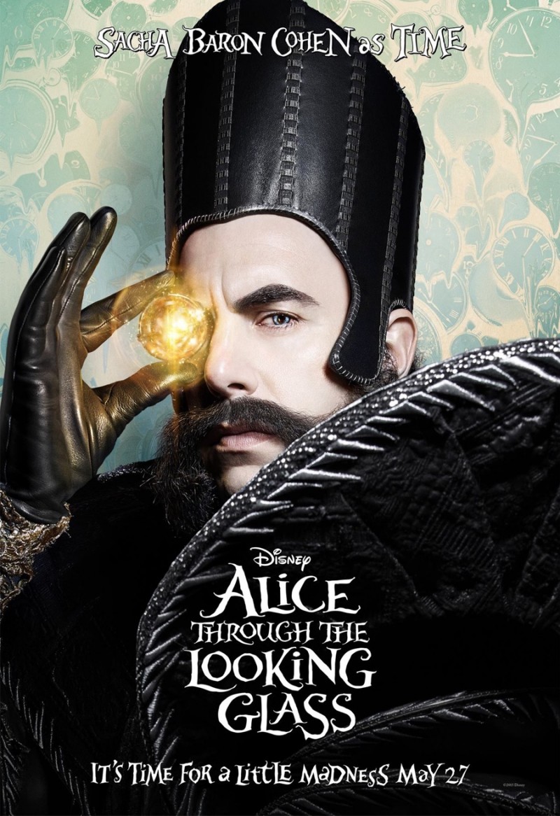 Alice Through the Looking Glass poster artwork featuring Sacha Baron Cohen as Time