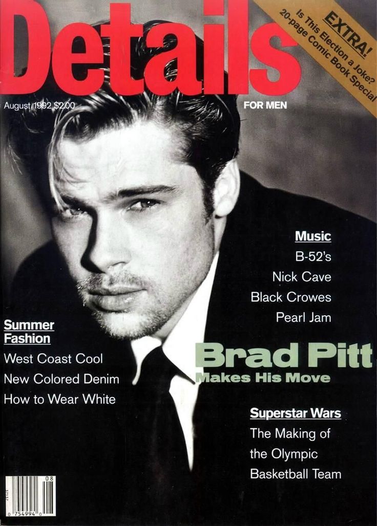 Brad Pitt covers Details' August 1992 issue.