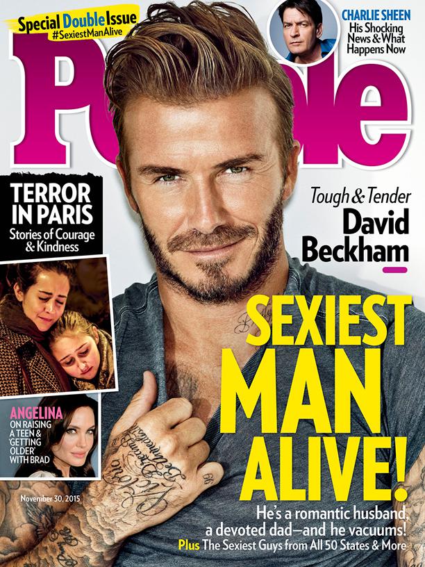 David Beckham covers People's latest issue as the magazine's 2015 Sexiest Man Alive.