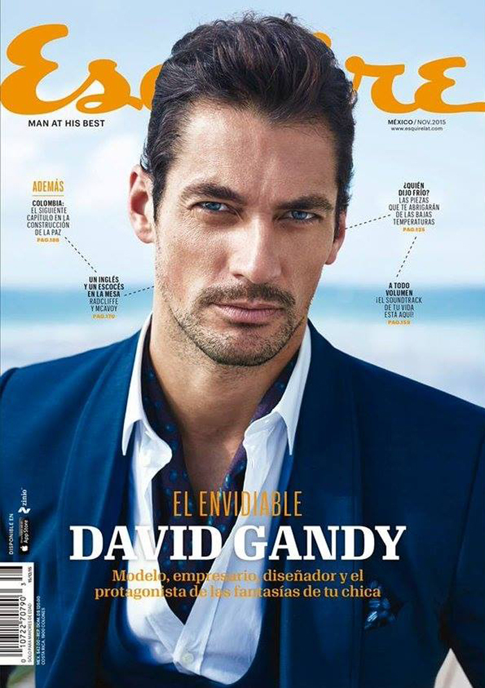 Photographed by John Russo, British model David Gandy covers the November 2015 issue of Esquire Mexico. David covers the issue in a sharp suit from Italian fashion house Dolce & Gabbana.