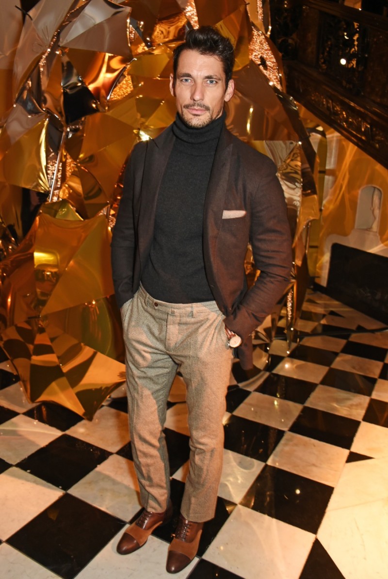 David Gandy attends the Claridge's Christmas Tree Party 2015.