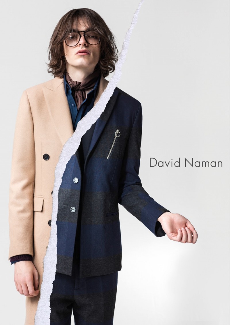 David Naman unveils its winter 2015 campaign, which stars model Oliver Greenall. Photographed by Sara Fileti, Oliver is styled by Simona Carippo. The brand's advertisement reflects the transition between fall and winter as a dual wardrobe showcases signature pieces from David Naman's current lineup. / Grooming by Valerio Sestito.