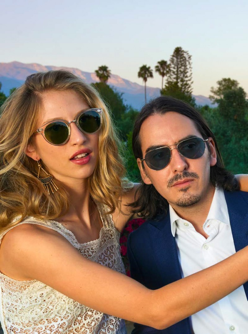 Dhani Harrison wears Oliver Peoples Kannon aviator sunglasses.