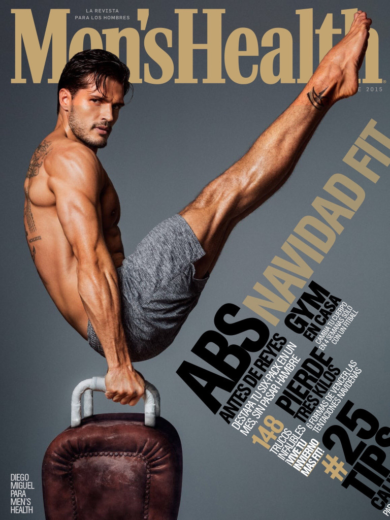 Diego Miguel covers the December 2015 issue of Men's Health Spain.