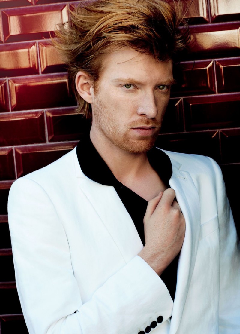 Domhnall Gleeson appears in the December 2015 issue of American Vogue.