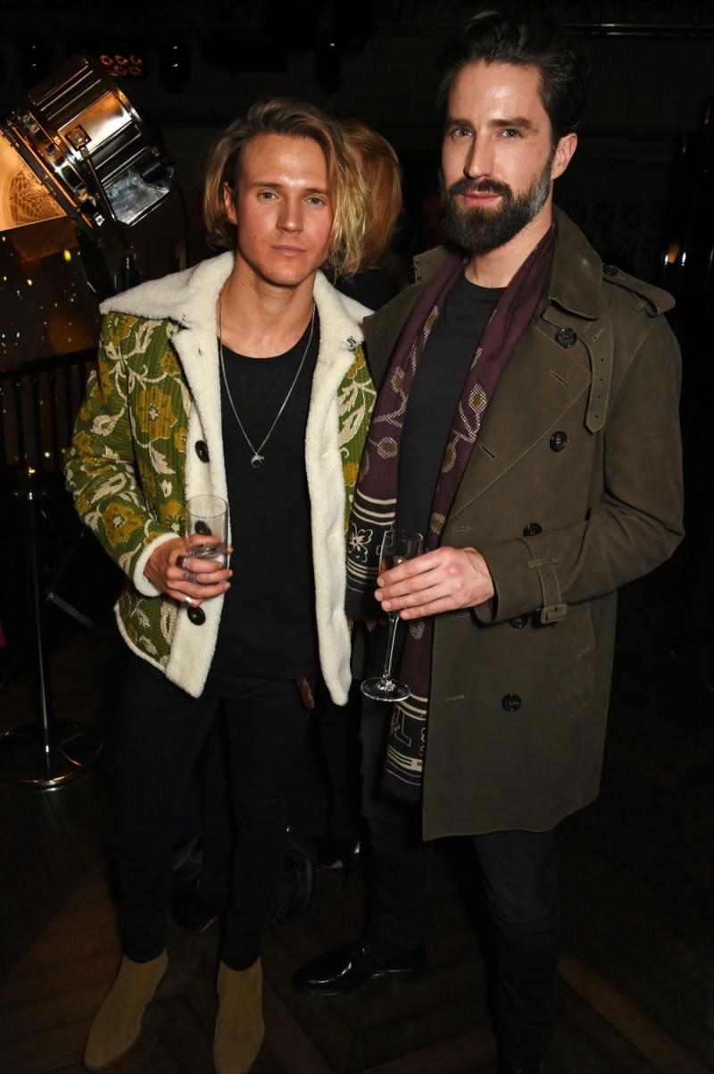 Dougie Poynter and Jack Guinness at the premiere of Burberry's Festive film.