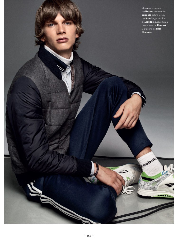 Model Erik van Gils goes sporty for an editorial from L'Officiel Hommes España.